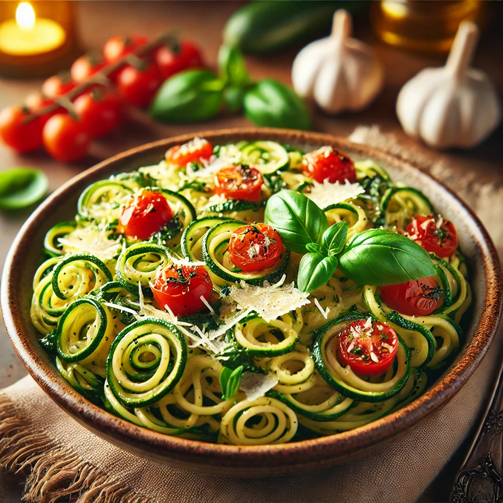 Diese schnellen Zucchini-Nudeln sind leicht und gesund. Sie sind in nur 15 Minuten zubereitet und perfekt für ein schnelles Mittag- oder Abendessen.<br>**Empfohlene Beilagen** Knoblauchbrot, frischer Salat.<br>Dieses Rezept ist für 4 Portionen.