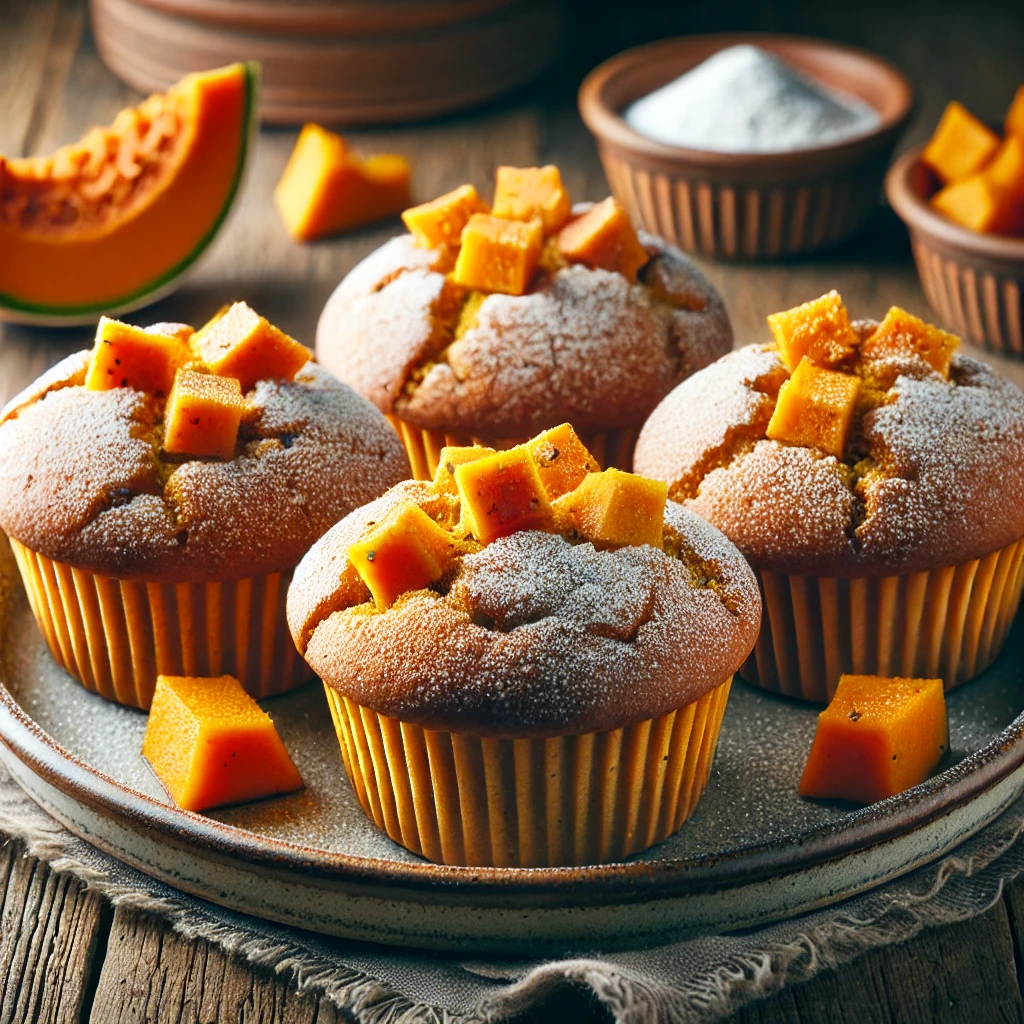 Saftige Kürbis-Muffins mit Butternut-Kürbis, perfekt für den Herbst und als süße oder herzhafte Beilage. <br>Empfohlene Beilagen<br>Kaffee oder Tee.<br>Dieses Rezept ist für 4 Personen.